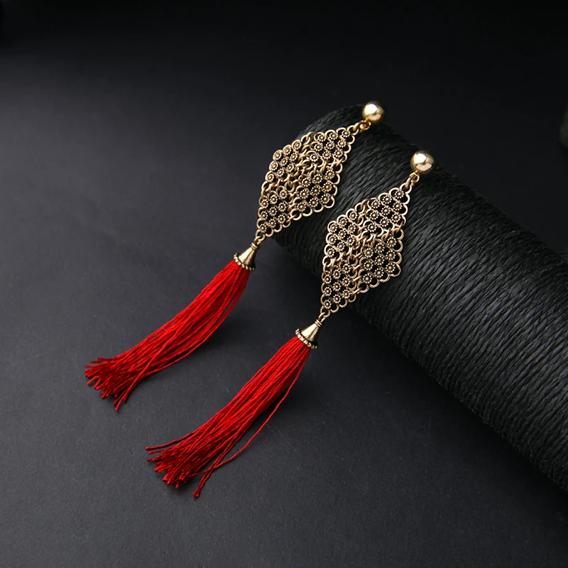 2017 New Fashion Long Drop Tassel Earrings For Costume Party Chinese