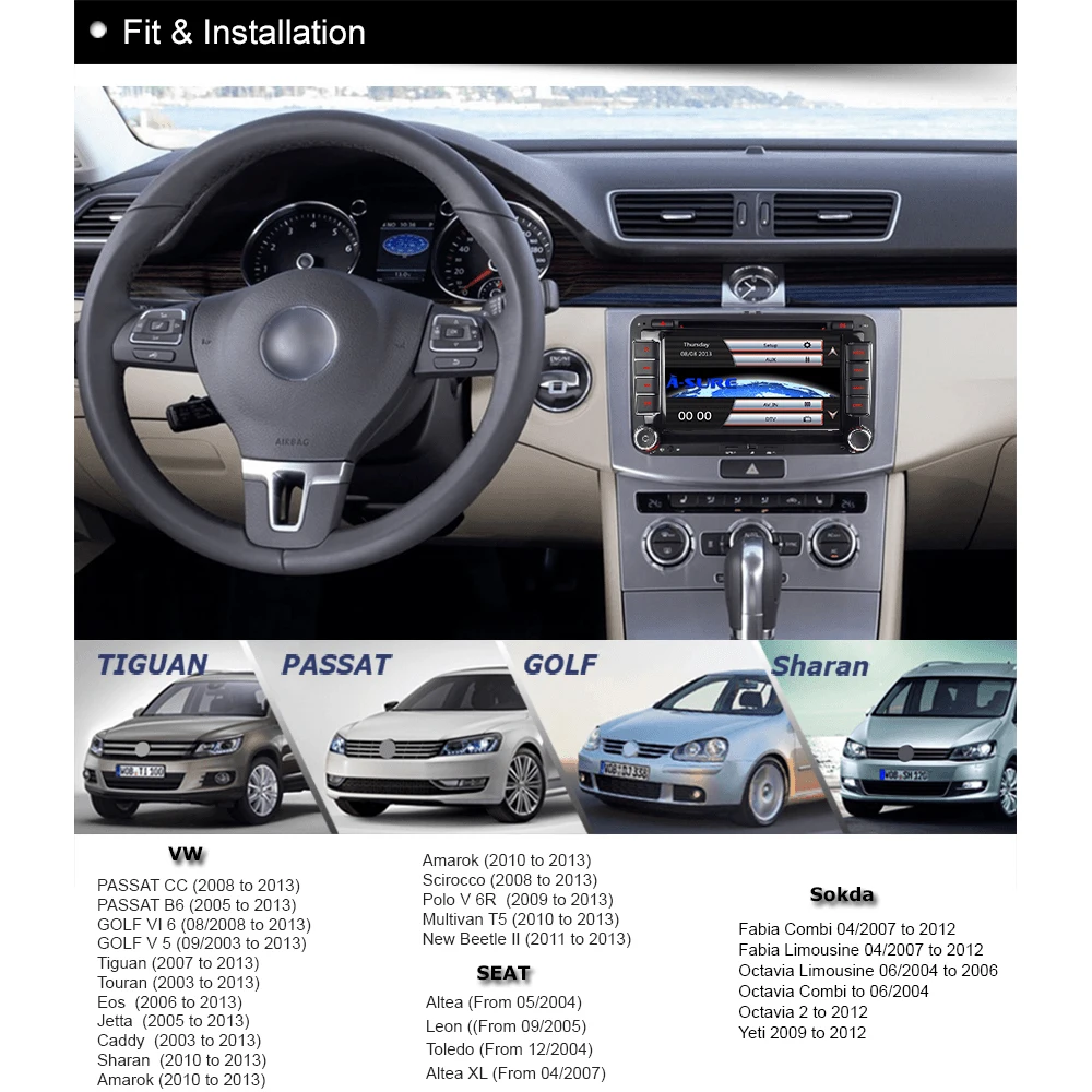 A Sure 7" DVD GPS Radio Player Sat Nav Navigation system for VW PASSAT B6 Skoda Seat Golf MK5 MK6 Tiguan Sharan Touran Polo -in Car Multimedia Player from ...