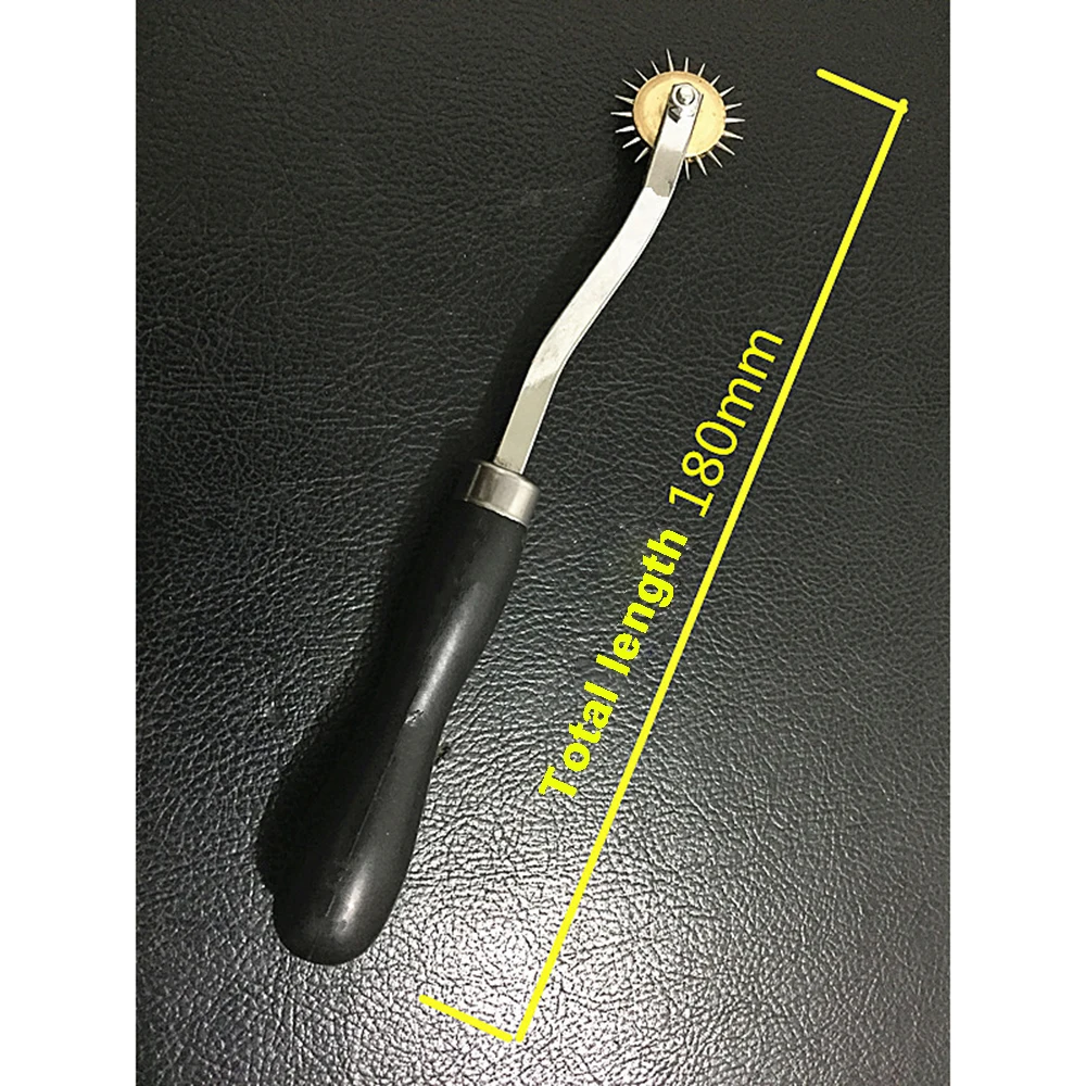 

DIY Leather Paper Cloth Craft Kit Over Stitch Line Marking Wheel Gear Roulette Spacing Sewing Tool Roulette With Handle