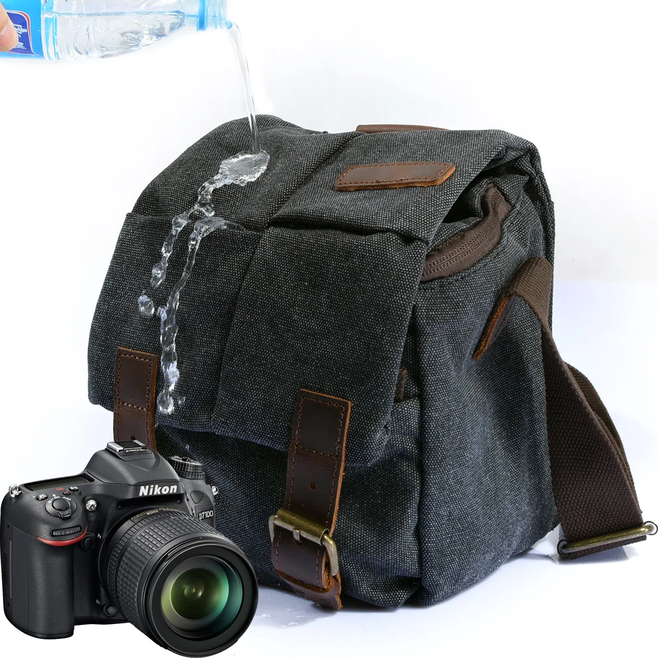 

High Quality Men Retro Photo Camera Bag Canvas Waterproof Travel Shoulder Bags Vintage Cross Body SLR Bag