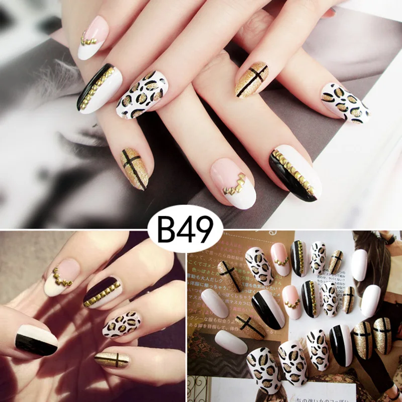 

Hot sale 24Pcs/Set Multi Types Fake Nails Tips Top Finish Finger Nail Art Decor for Brides Wedding