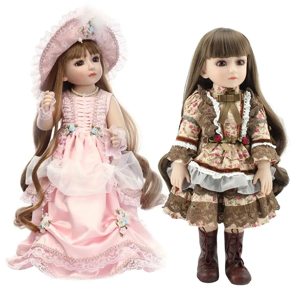 

Fashion 45cm Vinyl Silicone Long Hair Reborn Baby Girl Doll Children Accompany Toy Gift