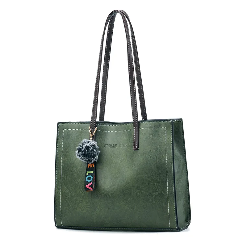

Solid Large Capacity Women Bags Casual Tote Women PU Leather Handbags Ladies Shoulder Bags Hairball Bolsa Feminina Black 2019