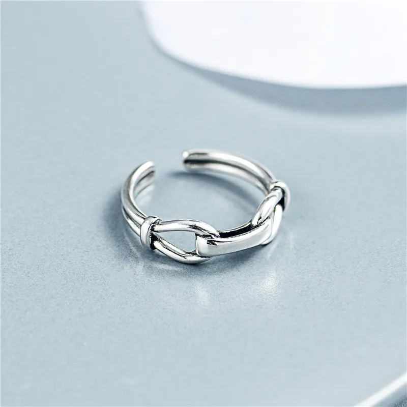 simple Knot rings man 100% S925 silver Jewelry fashion resize rings for women gift silver ring free size high quality