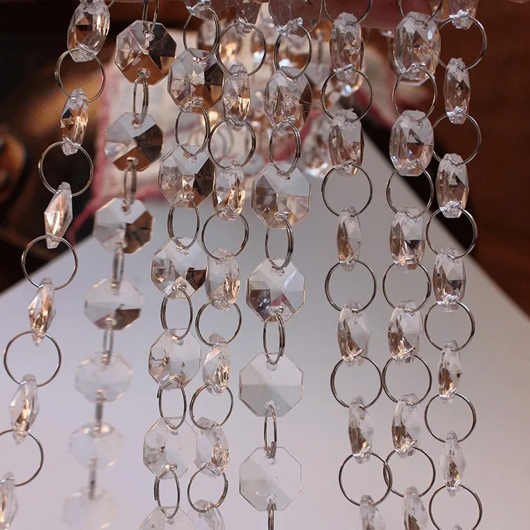 

198 FEET Crystal Garland Strands 14mm Clear Acrylic Bead Chain Wedding Party Manzanita Tree Hanging Wedding Decorations supplie