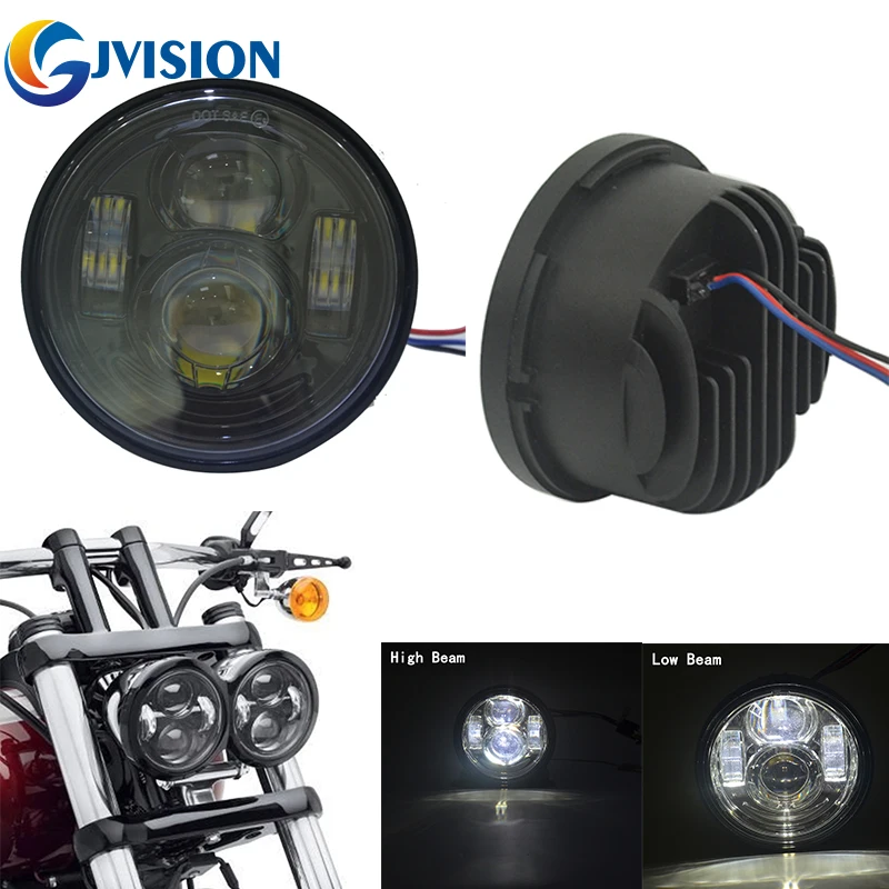 

Pair New Design projector headlight 40W LED Bulbs for Harley Davidson Dyna Fat Bob high low Dual Beam head lights
