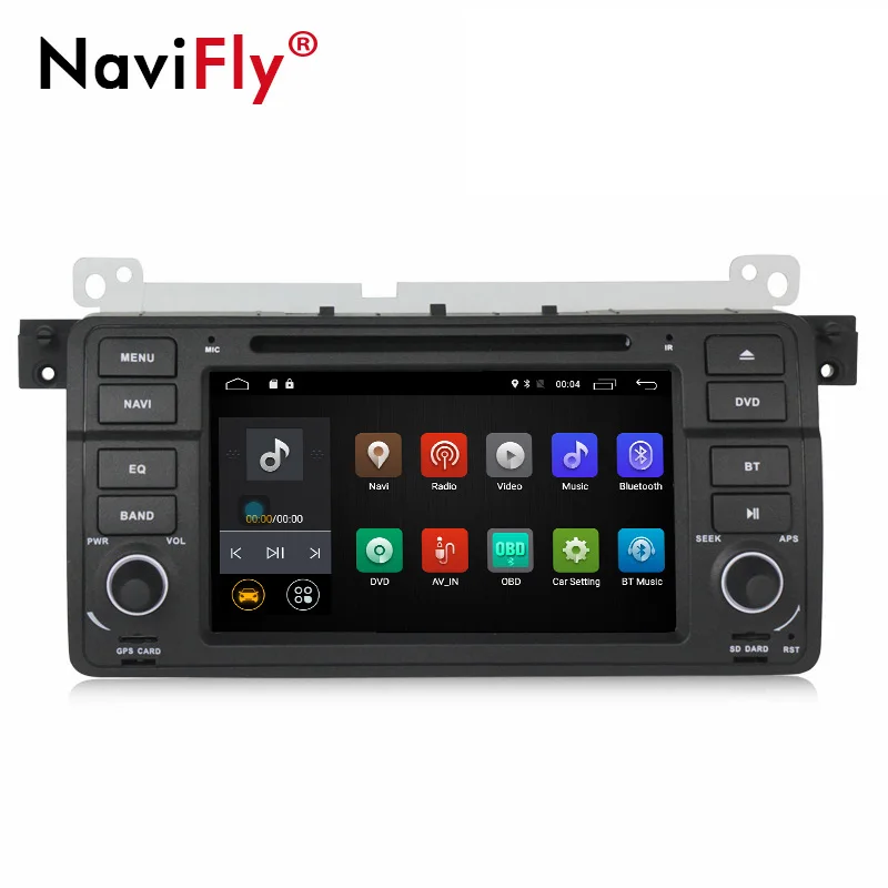 Excellent NaviFly 4G LTE Android8.1 Quad Core Car Radio DVD GPS Navigation Stereo for BMW E46 3 Series M3 1998-2006 RAM 2GB HD 1024*600 2
