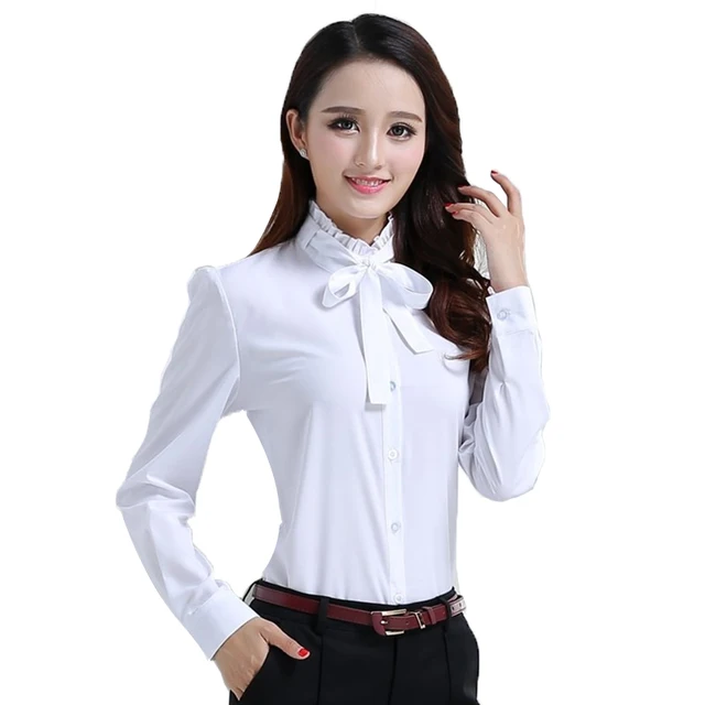 Blusa de oficina de marca camisa blanca elegante Vintage
