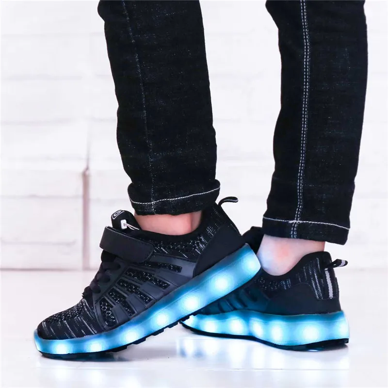 

3-18 Years Old Led Shoes Kids Mesh Breathable Luminous Sneakers Children 2019 Spring Kids Shoes