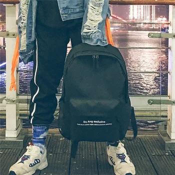 

Front pocket decker large capacity student schoolbag female Japanese Korean College wind alphabet men women tide bag wholesale