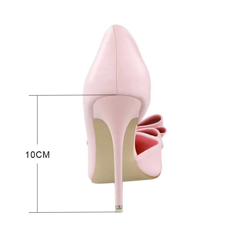 BIGTREE Women Pumps Leisure High Heels Fashion Butterfly knot Shoes Pointed Toe Wedding Shoes Bride Women Heels Shoes Pink White