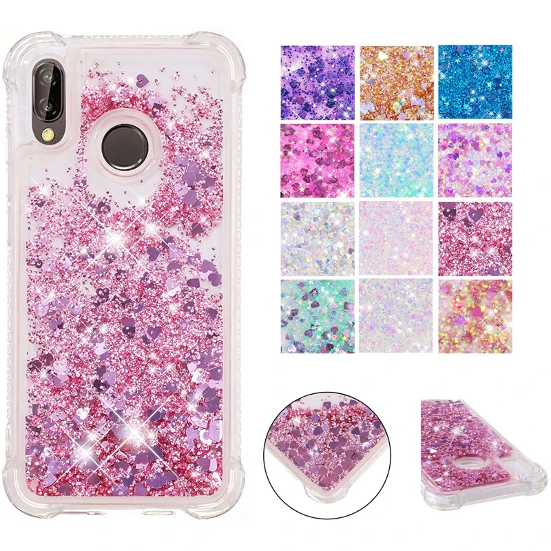 

Anti-knock Glitter Quicksand Phone Soft Silicone Case Cover Hull Shell Coque Fundas for Huawei P20 Lite NOVA 3E P20 Pro P20 Plus