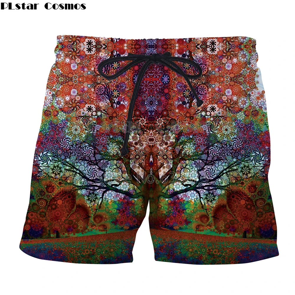 PLstar Cosmos Прямая летние новые стильные мужские женские шорты Psychedelic Дерево Печать 3d Повседневные крутые шорты SKK10