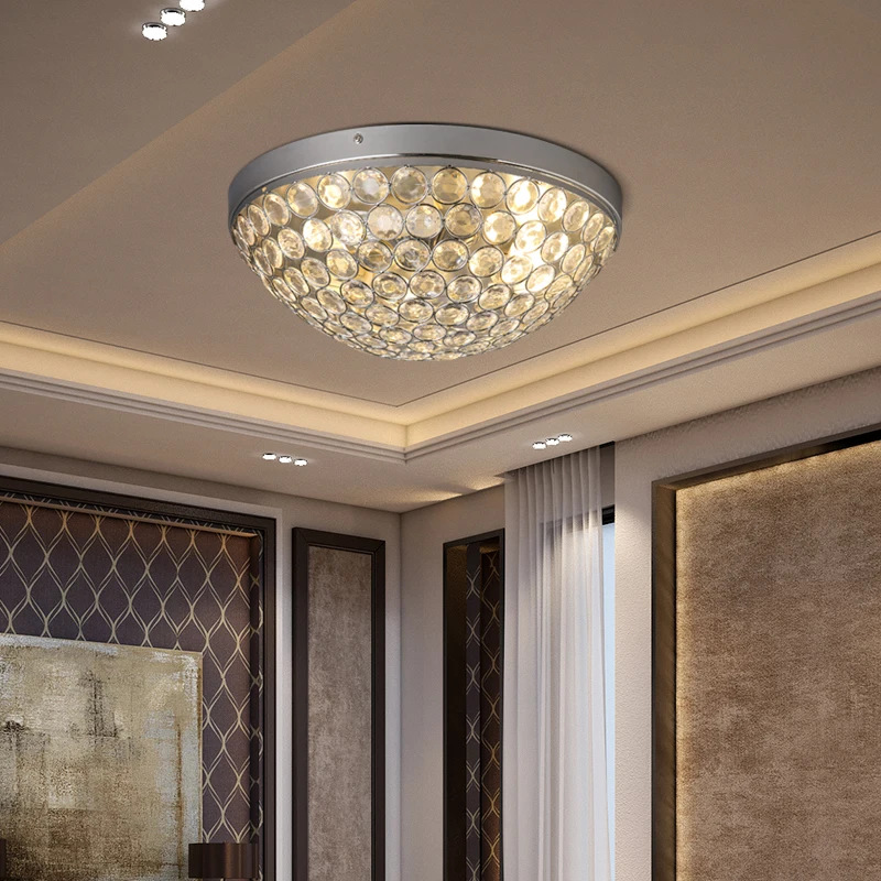 Round LED Crystal Ceiling Light Living Room Indoor Lamp teto cristal