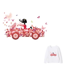 Красивая Цветочная бабочка Автомобильная заплатка переводная термоколлагент футболка Железная на нашивки с полосками для одежды аппликация toppe