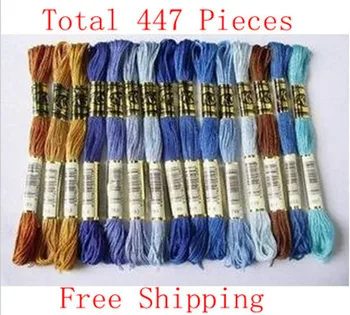 

Hot Sell 1 Lot=447 Pieces Cross Stitch Thread/Wire 8 Meters Long, 6 Strands Free Shipping