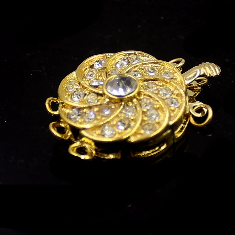 

Free Shipping 16mm Jewelry Findings Stardust Yellow Gold Plated 3-strand Box Clasp