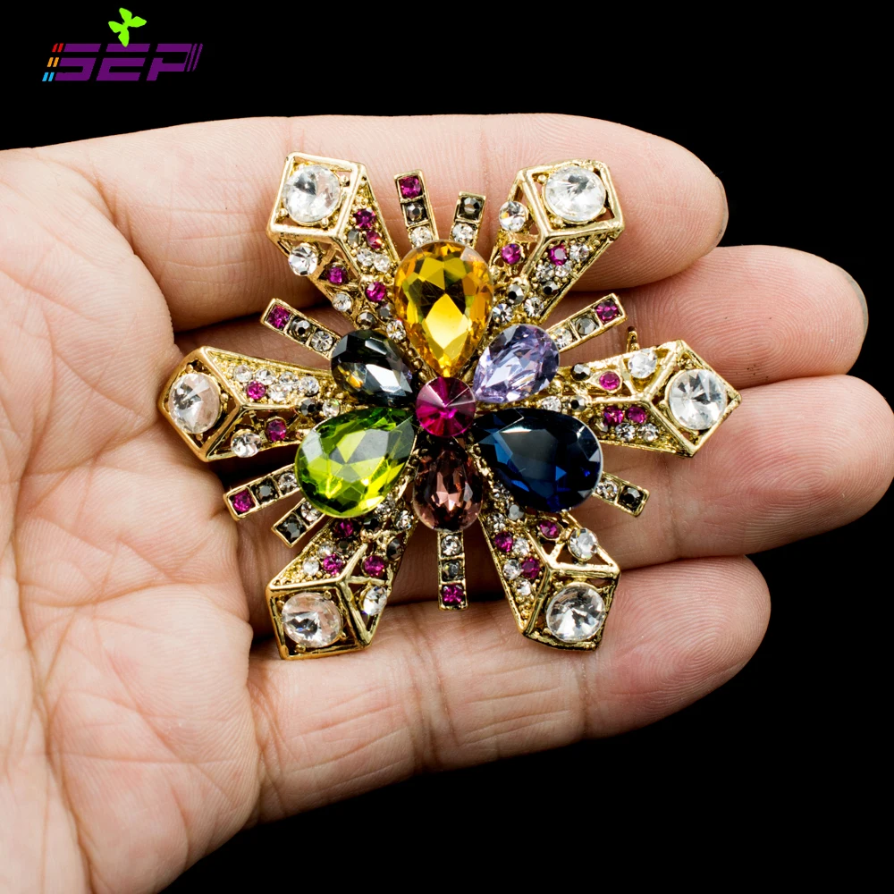 Sale Snow Flake Brooches Crystals Rhinestone Pins Broaches for Wedding Flower Bouquet or Women font b