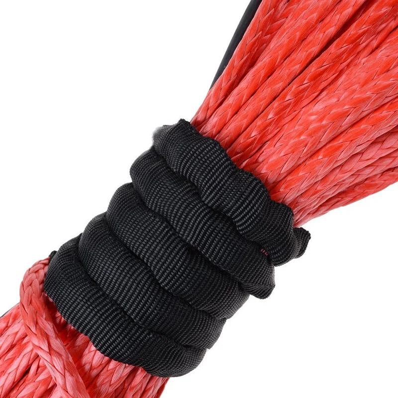 15m*6mm 1/4\'\' x 50\' 7000lbs Red Synthetic Winch Rope Cable Line With Hook for ATV UTV Off-Road