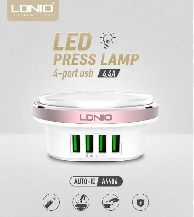 LDNIO A4406 5 В 4.4A 4 USB Универсальный Quick Зарядное устройство путешествия светодиодный стены Зарядное устройство мобильная зарядка Главная Путешествия для Iphone samsung Galaxy