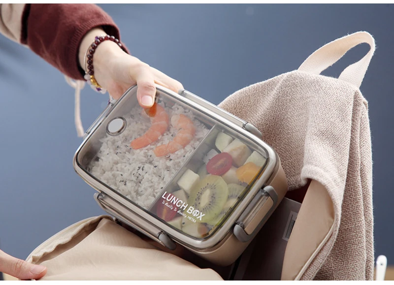 TUUTH New Stainless Steel Lunch Box Independent Lattice For Kids Bento Box Portable Leak-Proof Bento Lunch Box Food Container A5