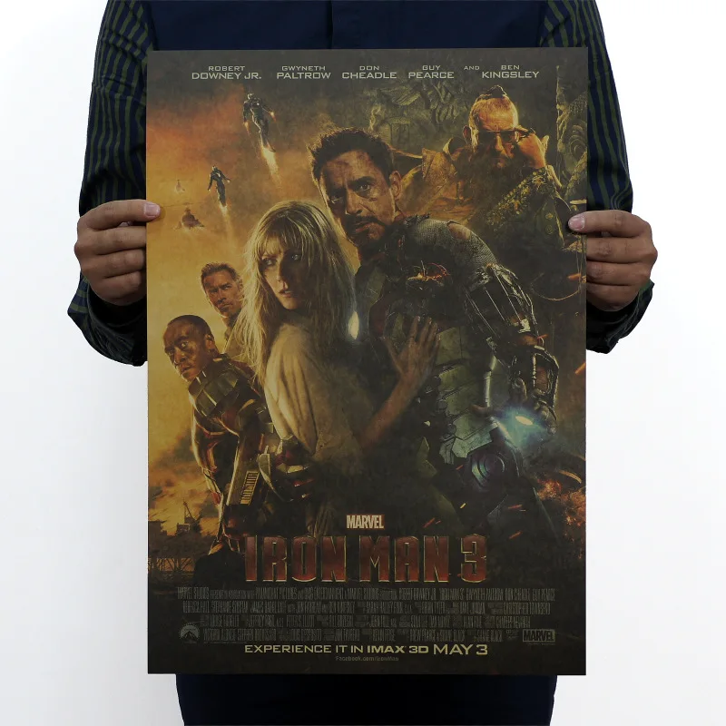 

Iron Man 3 Vintage Kraft Paper Classic Movie Poster Magazine Home School Office Decor Art Retro Posters and Prints
