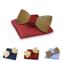 Новые взрослые мужские деловые Повседневные Вечерние деревянный галстук-бабочка галстук набор платок сделанный вручную делает каждый уникальный