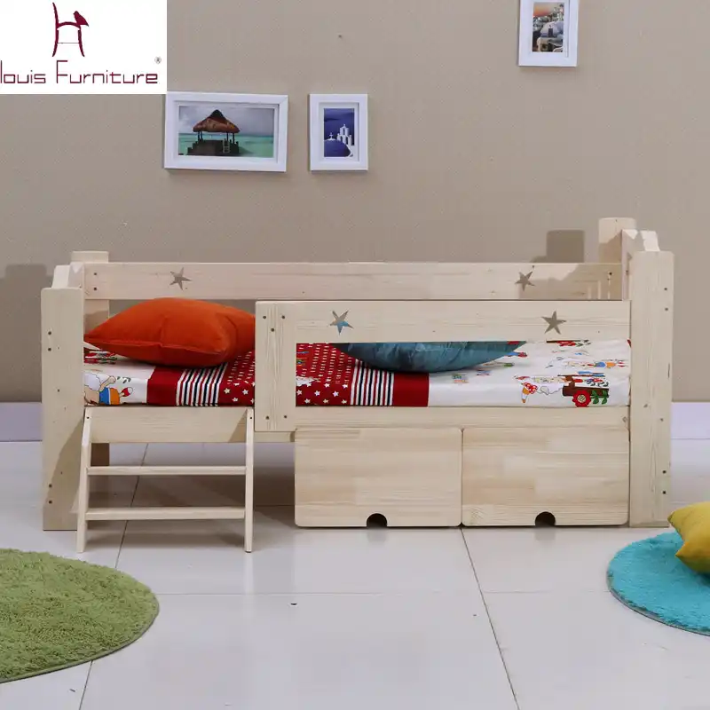 Wooden Children Bed Baby Cot With Guardrail Cot Baby Bed Beds