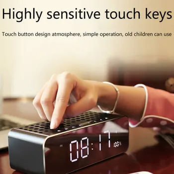 

NoEnName_Null Simple Bluetooth Alarm Clock Wireless LED Display Wireless Bluetooth Speaker Phone Card Mini Subwoofer Alarm Clock