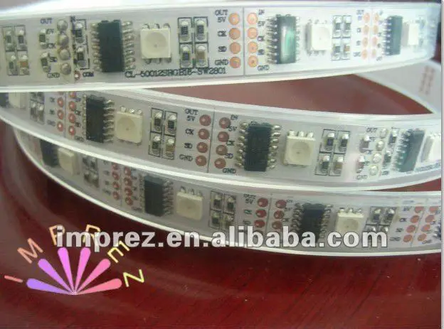 

free shipping DC5V WS2801IC pixel led strip 5050 waterproof IP65 RGB led strip for screen