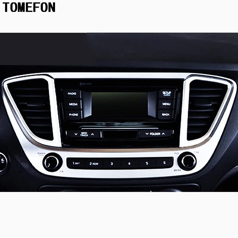 

TOMEFON On Car Air Conditioning Vent Outlet Covers ABS Chrome Styling Interior Outlet Trim Frame For RU For Hyundai Solaris 2017