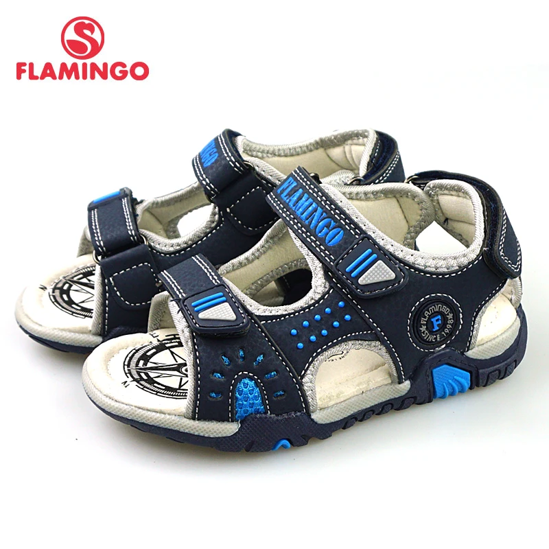 

FLAMINGO New Mixed Color Spring& Summer Hook& Loop Casual Sandals Leather Insole Outdoor Shoe for boy 81S-HL-0789