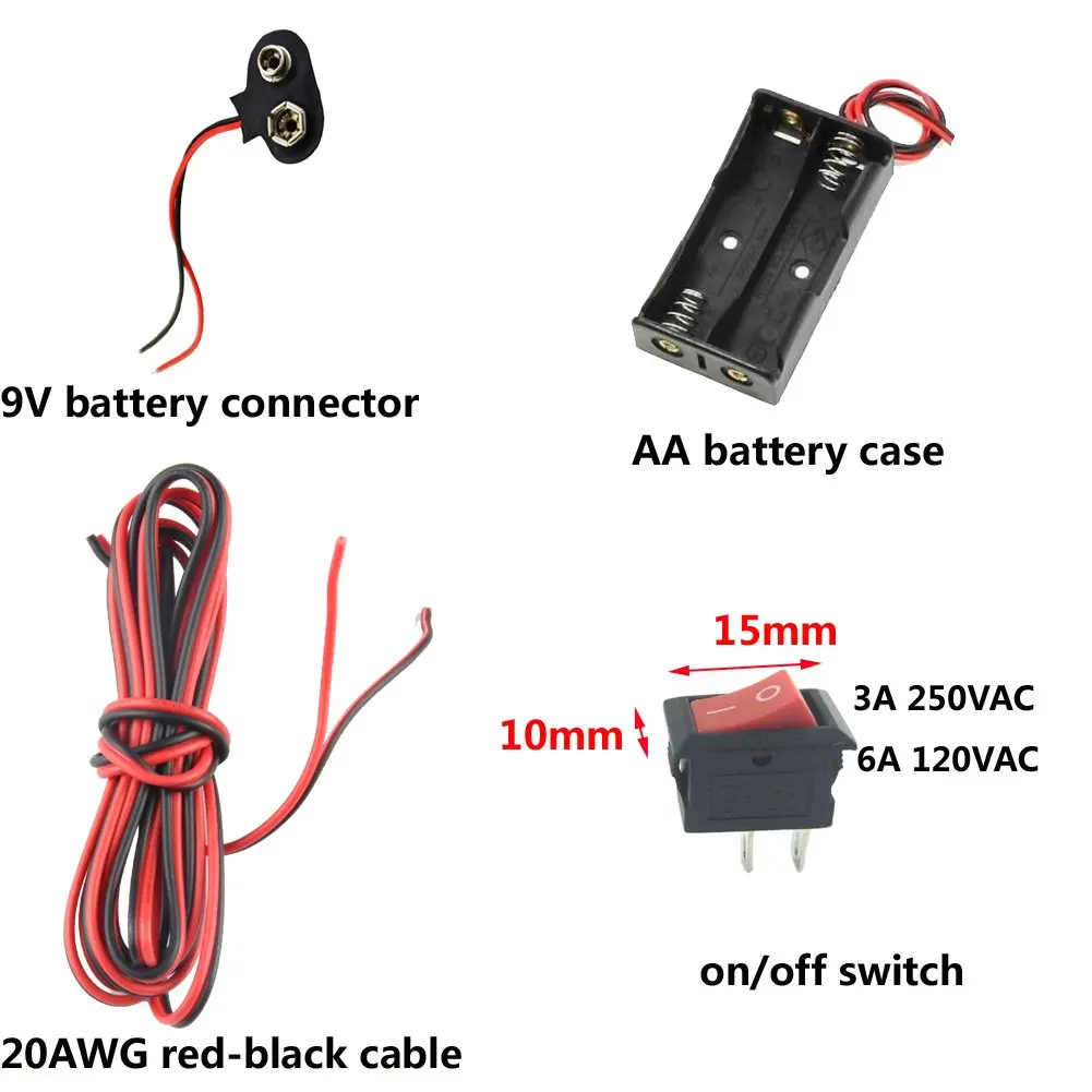 Комплекты самодельных проектов: двигатели постоянного тока, шестерни, пропеллеры, корпус батареи AA, кабели, переключатель включения/выключения, зажим для аккумулятора 9 в
