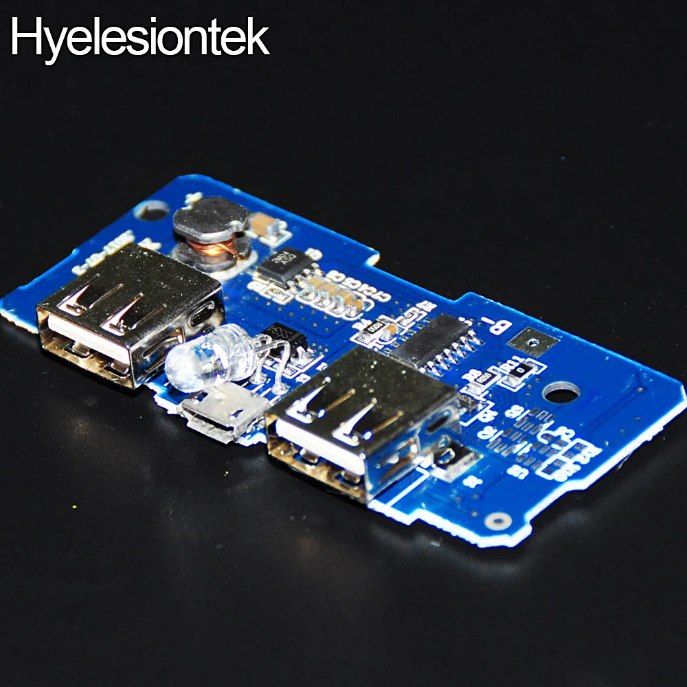 

18650 Lithium Battery Charger Dual Micro USB 3.7V to 5V 2A Boost Mobile Power Bank DIY 18650 PCB Board Step Up Module With Led
