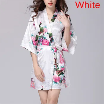 

Women Satin Bathrobe Nightgown Silk Robes for Women Sexy Sleepwear 9 Colors Bridesmaid Robe Floral Bath Robe
