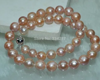 

Natural Rare pink/purple 11mm round kasumi cultured Pearl Necklace
