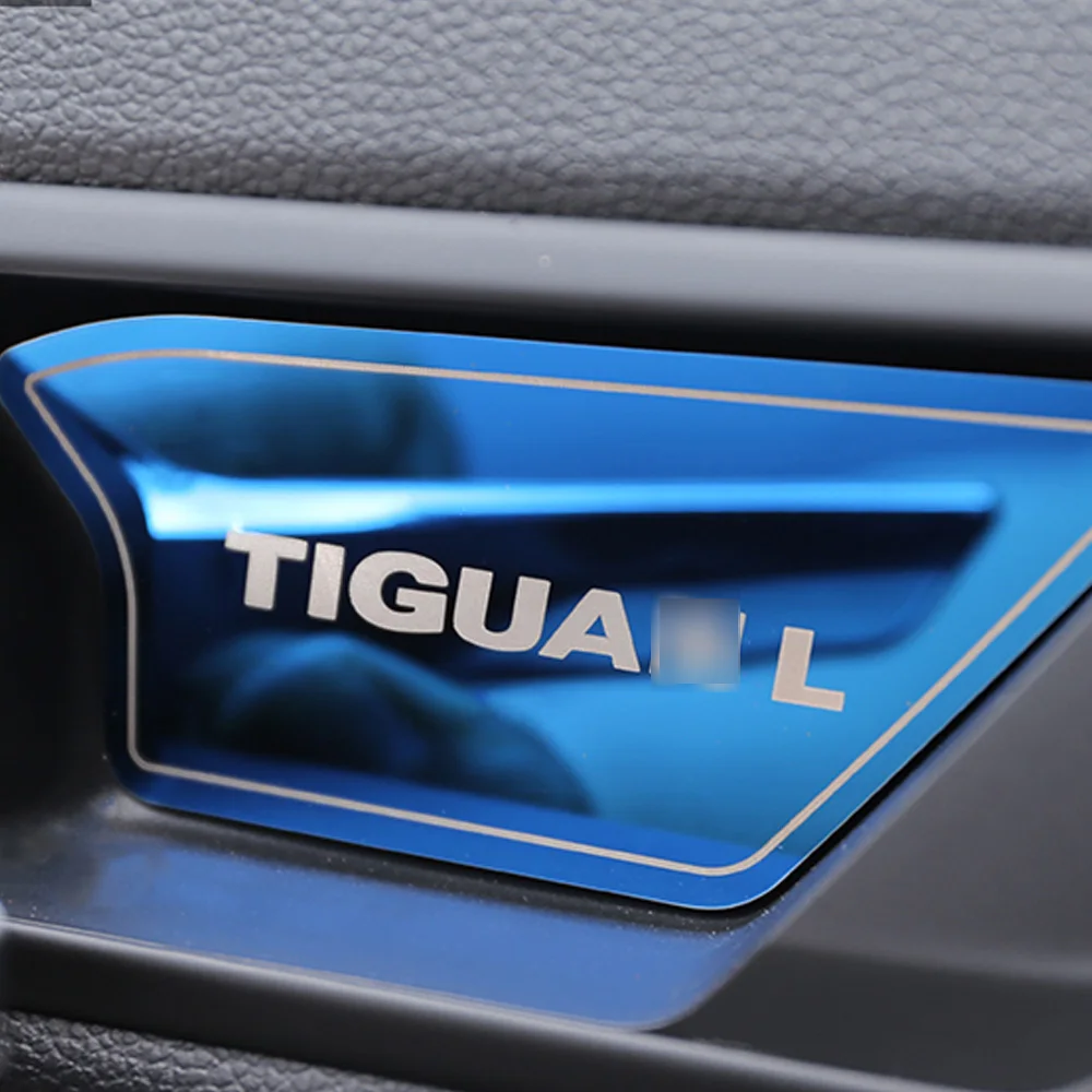 

Car door bowl decorated patch interior Handle Protector Cover sticker For Tiguan L 2017 2018 2019 accessories car styling