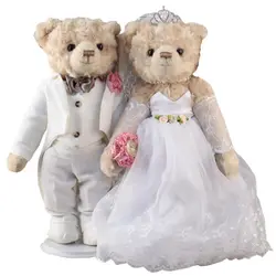 35 см Kawaii Свадьба медведь невесты и жениха Медведь Букет плюшевая игрушка Чучела Плюшевый мишка мягкие Рисунок игрушки куклы