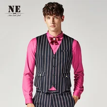 Brand Men Clothing2016New Fashion Colors Stripes V-Neck slim fit men suit vest waistcoat mens formal wedding vests classic vest