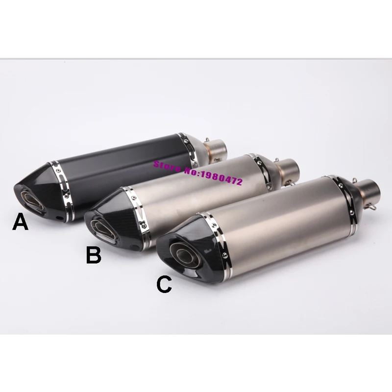 

Motorcycle Akrapovic Exhaust Muffler ID: 51mm Length: 470mm Stainless Steel Carbon Fiber Tip for 190F/X10R/MT07 with DB Killer