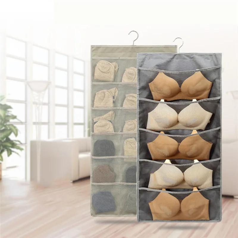 

30 Grid Storage Hanging Storage Bag Oxford Cloth Pocket Organizer Wall Hanging Double-sided Underwear Socks Bra Storage XNC