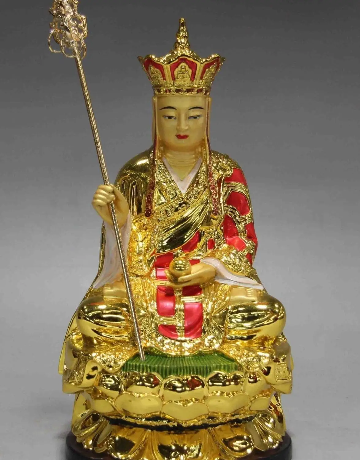 

Tibet Buddhism Temple Copper Bronze Gild Sit Lotus Jizo Rohan Monk Buddha Statue