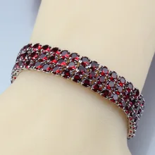 Подвеска с красным родонитом Регулируемая цепь браслет длина 19,5 см стерлингового серебра 925 ювелирные изделия для женщин/девочек подарочная коробка