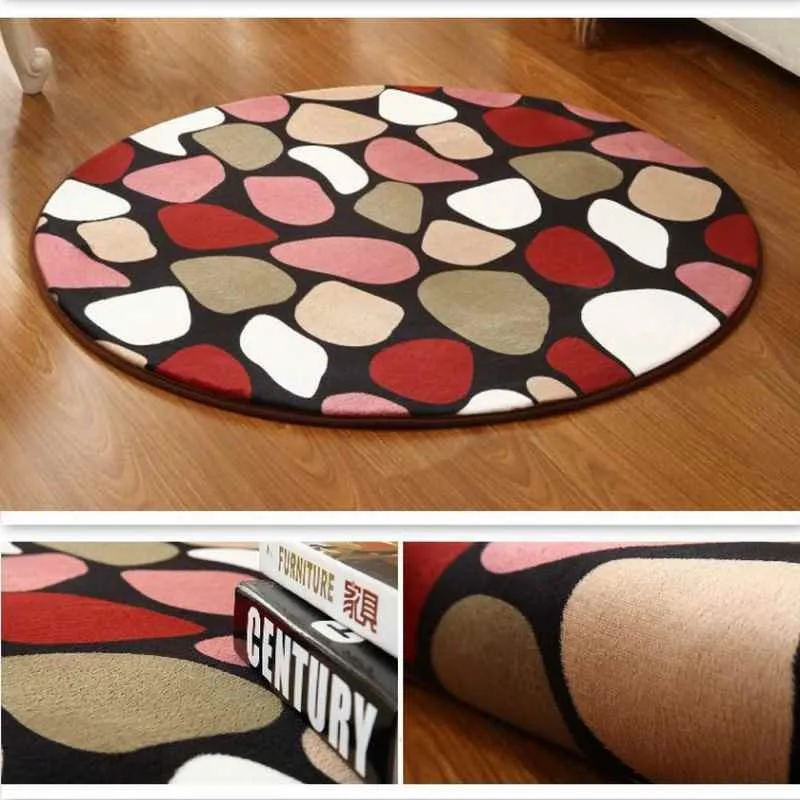 Simple round carpet bedroom coffee table living room bedside blanket coral velvet yoga mat computer chair swivel rug | Дом и сад