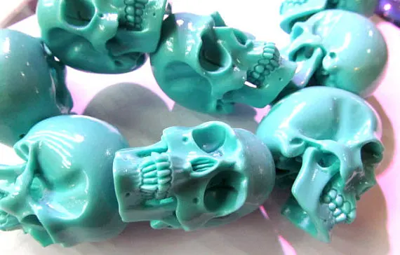 

18x25 25x40 25x50mm(2inch) wholesale gergous acrylic resin plastic handmade skull skeleton cabachons turquoise blue mixed jewelr