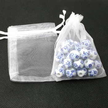 

50pcs/lot 17*23cm White Color Jewelry Packing Drawable Organza Bags for Christmas Wedding Gift Bags & Pouches Packaging Bags