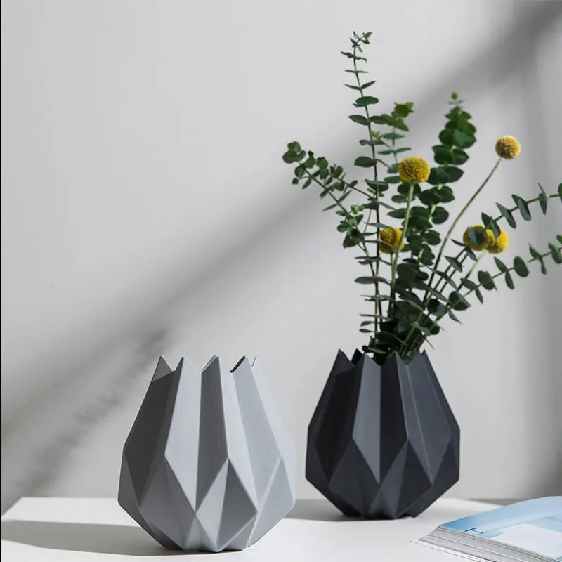 Модные вазы оригами, Керамическая Настольная большая ваза, украшение дома, ваза, современный европейский стиль, ваза для цветов, домашнее украшение