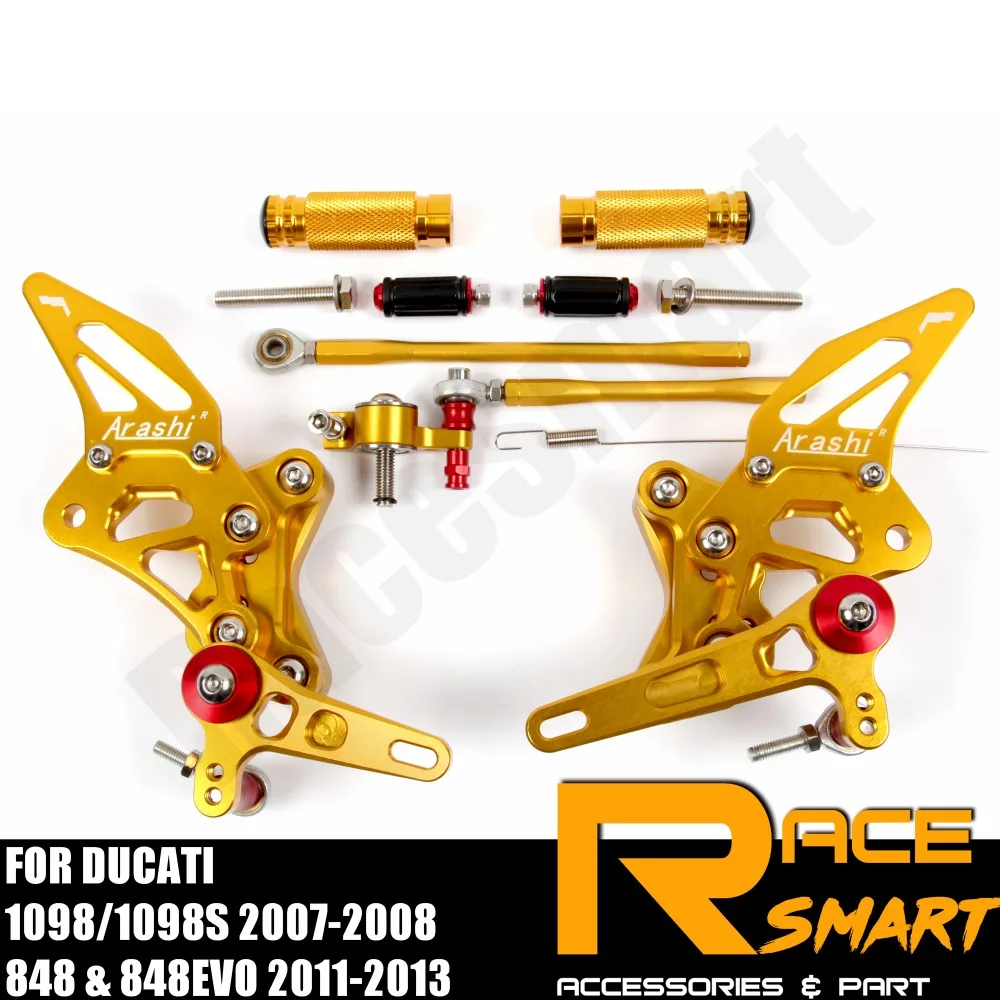 

FOR Ducati 1098 1098S 2007 - 2008 848 Rear Footrests Foot Rest Pegs Pedal Motorcycle Accessories CNC Adjustable Rearset Footpegs