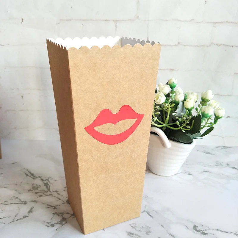 12 шт крафт бумажный пакет для поп-корна усы и наклейка в форме губ Фильм коробка для вечеринки Свадьба День рождения любимый для мальчиков и девочек конфеты, снек лакомства коробка - Цвет: Set 5-Large