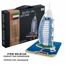 Clássico Puzzle Burj Al Arab Mundo Arquitetura DIY Iluminai Construção Tijolo Brinquedos Conjuntos de Modelos Em Escala Da Cidade Para As Crianças